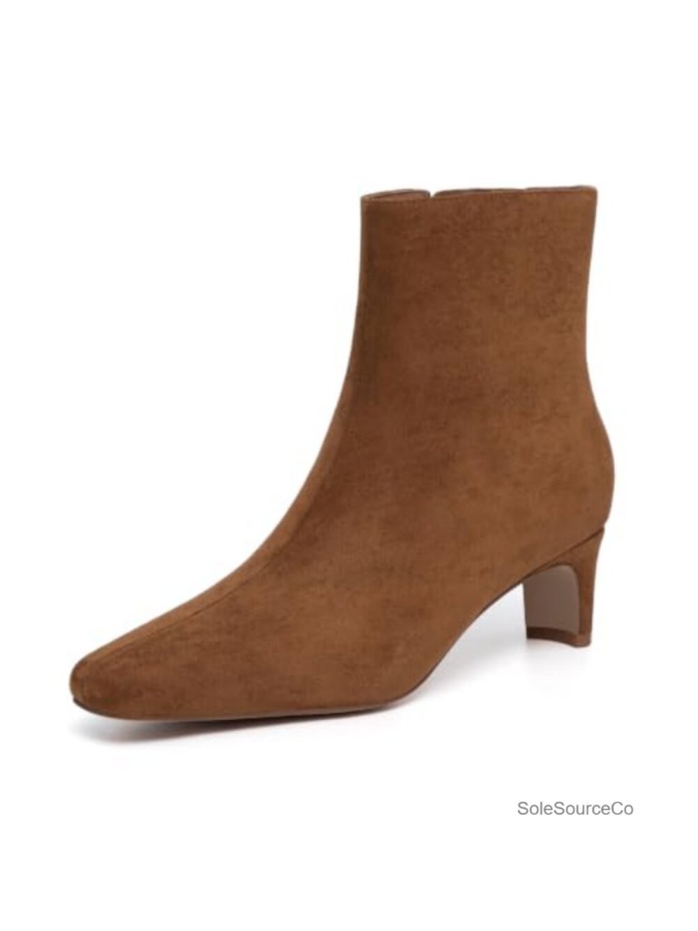 Square Toe Chunky Low Heel Ankle Booties Suede Zip Dress Boots